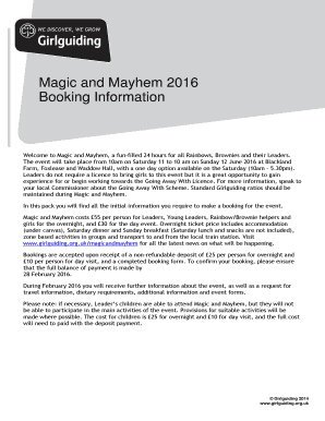 Magic and Mayhem 2016 Booking Form