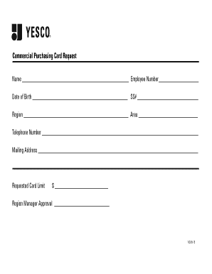 Commercial Purchasing Card Request
