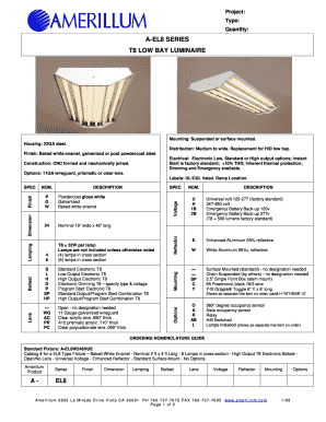 T8 Low Bay Luminaire Specification Sheet
