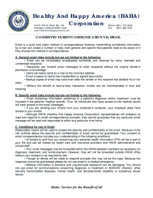 Consent to Patient Communication via Email