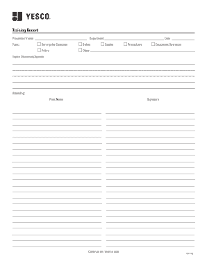 Training Record Form