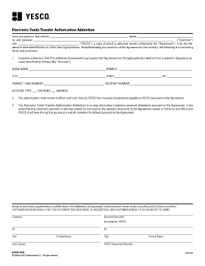 Electronic Funds Transfer Authorization Addendum
