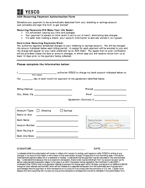ACH Recurring Payment Authorization Form