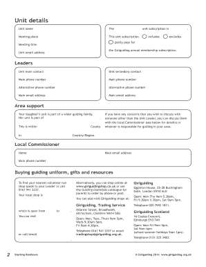 Girlguiding Rainbow Membership Form
