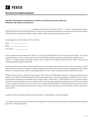 Privately Owned Computer Agreement