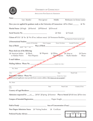 University of Connecticut Graduate Admission Application