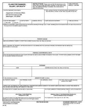 US Federal Tort Claim Form