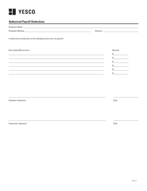 Authorized Payroll Deductions Form