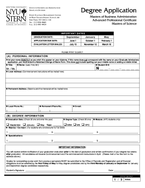 Graduate Degree Application