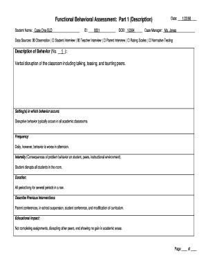 Functional Behavioral Assessment Form