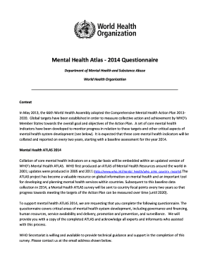 Mental Health Atlas 2014 Questionnaire