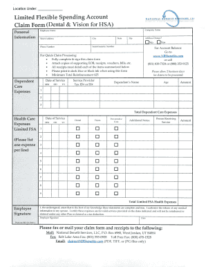 Limited FSA Claim Form