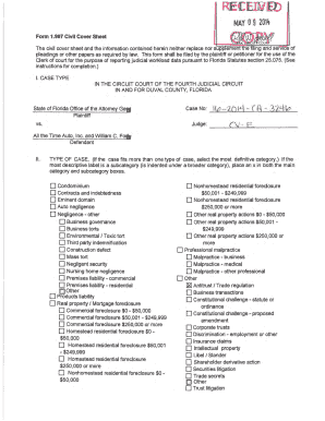 Florida Civil Cover Sheet