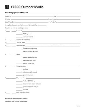 Advertising Agreement Checklist
