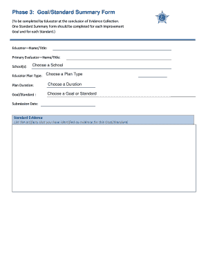 Goal Standard Summary Form