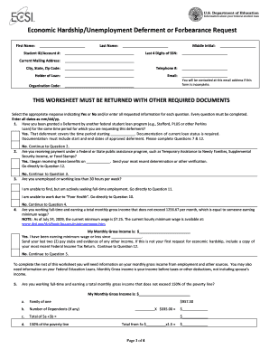 Economic Hardship/Unemployment Deferment Request