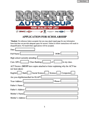 Scholarship Application Form