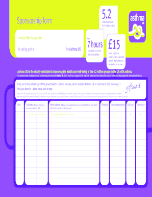 Asthma UK Sponsorship Form