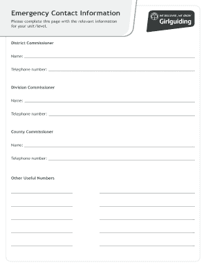 Girlguiding Emergency Contact Form