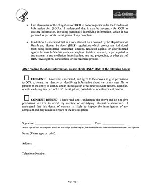 Complainant Consent Form