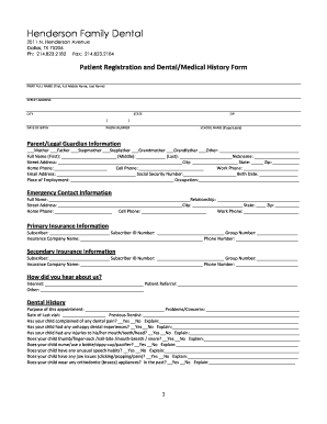 Patient Registration and Dental/Medical History Form