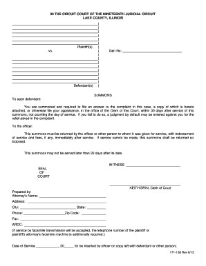 Illinois Circuit Court Summons