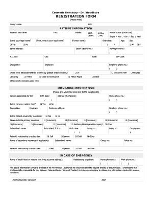 Cosmetic Dentistry Patient Registration Form