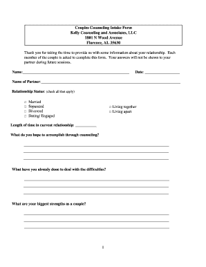 Couples Counseling Intake Form