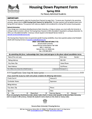 Housing Down Payment Form