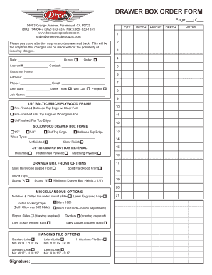 Drawer Box Order Form
