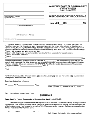 Georgia Dispossessory Proceeding Form