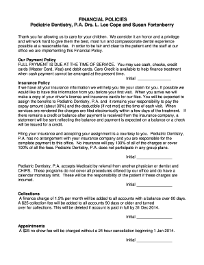 Pediatric Dentistry Financial Policy