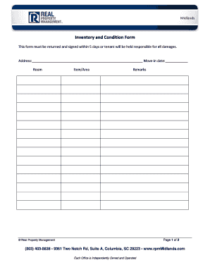 Rental inventory checklist - Inventory and Condition Form - Amazon Web Services