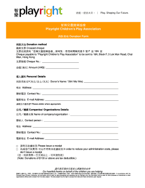 Playright Children's Donation Form