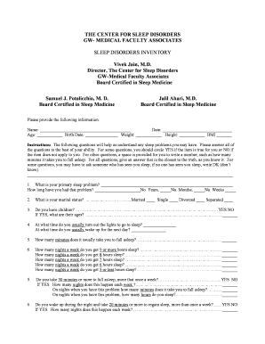Sleep Disorders Inventory Form