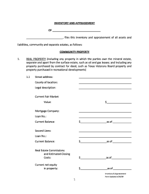 Inventory and Appraisement Form