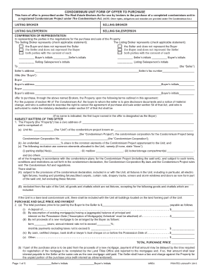 Condominium Unit Offer to Purchase Form
