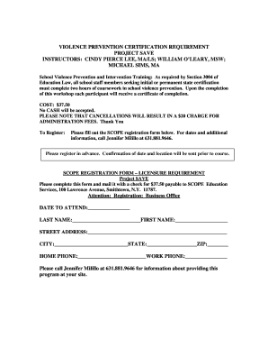 School Violence Prevention Certification Form