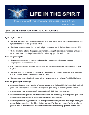 Spiritual Gifts Inventory Form