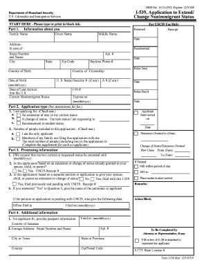 USCIS Form I-539 Application to Extend/Change Nonimmigrant Status