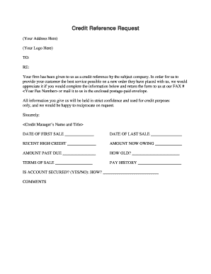 Credit Reference Request Form