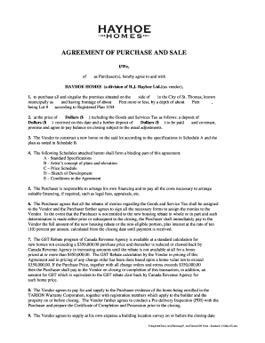 Agreement of Purchase and Sale