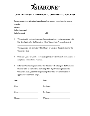 Guaranteed Sale Addendum to Purchase Contract
