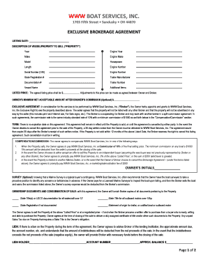 Exclusive Brokerage Agreement for Boat Sales