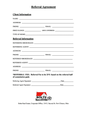 Real Estate Referral Agreement