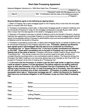 Short Sale Processing Agreement