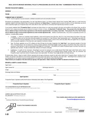 Real Estate Broker Referral Policy