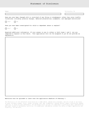 University Background Check Disclosure Form