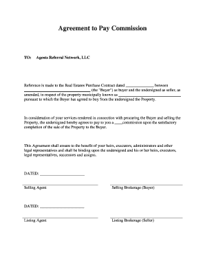 Commission agent agreement sample pdf - Agreement to Pay Commission 2 - Agents Referral Network