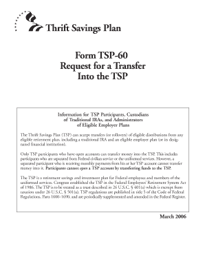 TSP-60 Form Request for Transfer